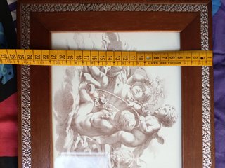 Vassoio vintage legno stampa cherubini manici