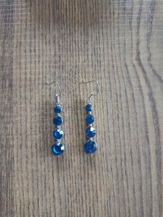 Pendientes largos piedras azules y plateados