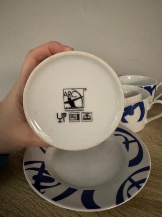Juego 6 Tazas Café ARC Porcelana Azul
