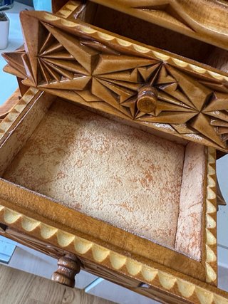 Joyero Madera Artesanal Tallado Mano Nuevo