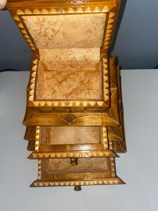 Joyero Madera Artesanal Tallado Mano Nuevo