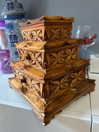 Joyero Madera Artesanal Tallado Mano Nuevo