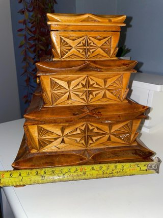 Joyero Madera Artesanal Tallado Mano Nuevo