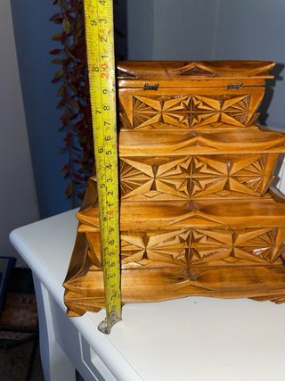 Joyero Madera Artesanal Tallado Mano Nuevo