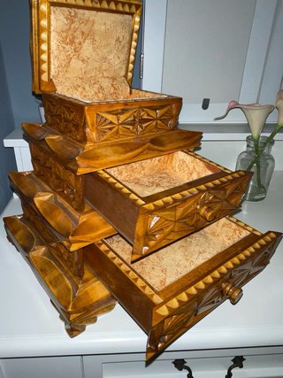 Joyero Madera Artesanal Tallado Mano Nuevo