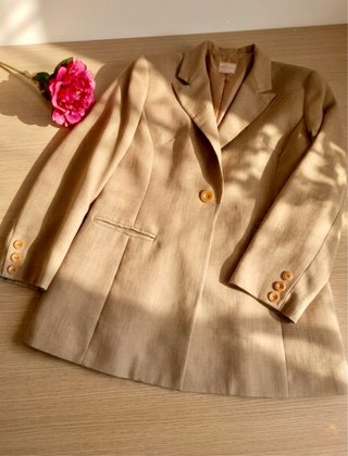 Blazer elegante arena beige taglia 44 oversize