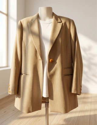 Blazer elegante arena beige taglia 44 oversize