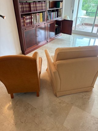 2 Sillones Cómodos Tela Beige y Naranja