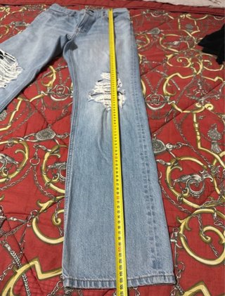 Uniqlo Jeans Cotone Blu Strappati