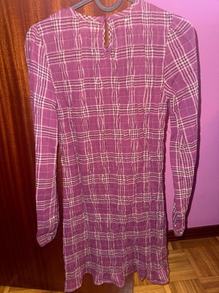 Vestido Lefties cuadros rosa y morado Talla S