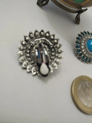 Orecchini clips pietra blu e argento
