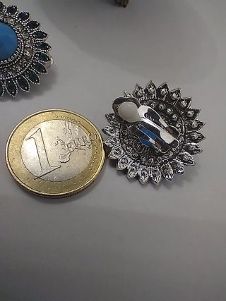 Orecchini clips pietra blu e argento