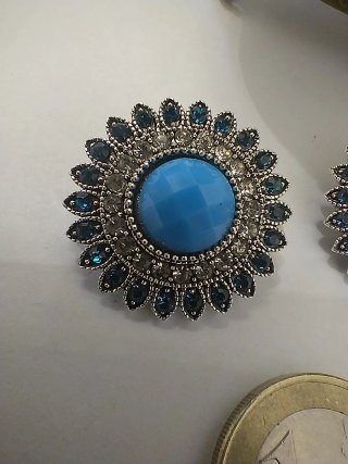 Orecchini clips pietra blu e argento