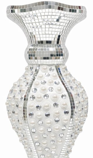 Jarrón Decorativo Plateado y Blanco