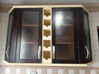 Mueble cocina madera y cristal