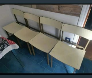 4 Sillas Vintage Metal y Madera