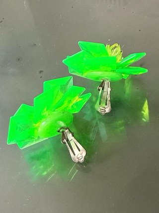 Orecchini Clip Vintage Lucite Verde Lime