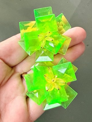 Orecchini Clip Vintage Lucite Verde Lime