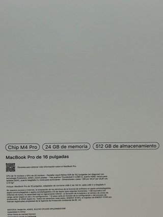 MacBook Pro 16 M4 Pro 24gb+ 512gb NUEVO PRECINTAD
