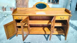 Aparador madera maciza roble con cristal