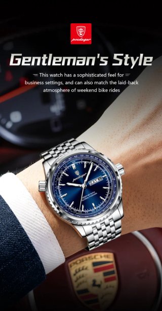 Reloj POEDAGAR Hombre Azul y Plateado
