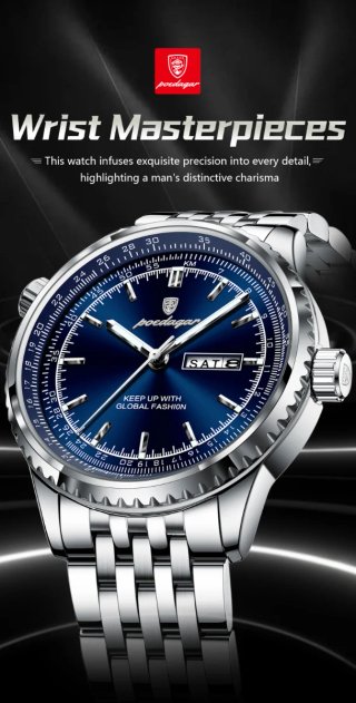 Reloj POEDAGAR Hombre Azul y Plateado