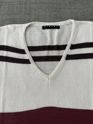 Jersey Sisley Talla S Rayas Marrón y Blanco
