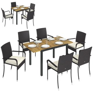 Conjunto Mesa y Sillas Jardín Ratán 7 Piezas