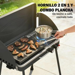 Barbacoa Gas Portátil 2 en 1 Propano 7 kW