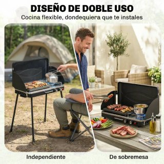 Barbacoa Gas Portátil 2 en 1 Propano 7 kW