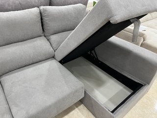 Sofá Cama Chaiselongue Gris + 2 Puff