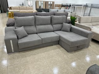 Sofá Cama Chaiselongue Gris + 2 Puff