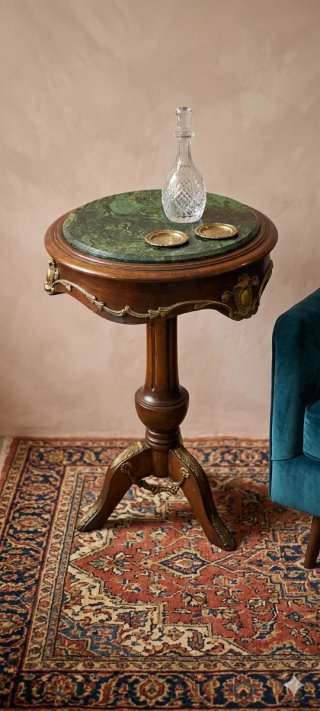 Mesa auxiliar vintage mármol y bronce