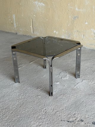 Mesa Centro Mid Century Cristal y Metal