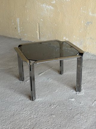 Mesa Centro Mid Century Cristal y Metal