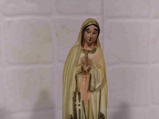Virgen Fátima Souvenir Vintage 60s-70s de 14cm
