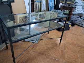 Mesa de centro cristal y metal