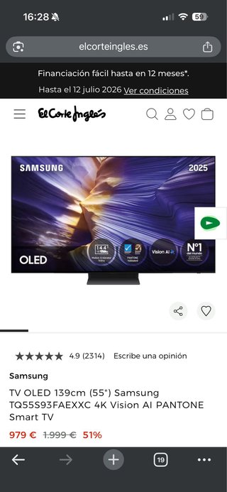 TV Samsung OLED 55 TQ55S93F 4K
