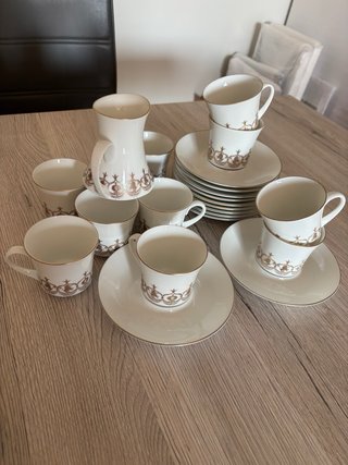 Set caffè in porcellana bianco e oro