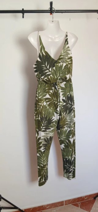 Mono estampado hojas verde y blanco Talla S