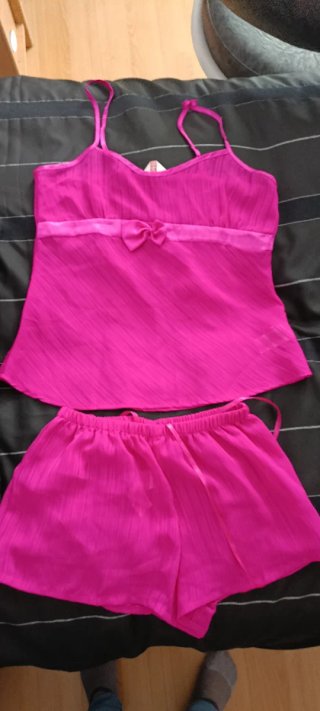 Pijama verano semitransparente rosa