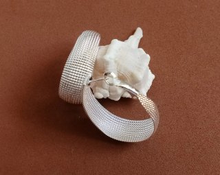 Pendientes Aro Plateados Malla forma de U