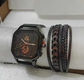 Orologio YOLARO e bracciali in pelle