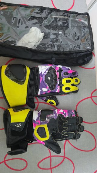 Guantes de Moto Morados y Amarillos marca ag10moto