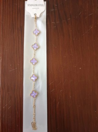 Pulsera Acero Trébol Morado