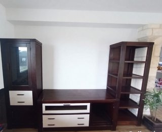 Mueble de salón madera y cristal  Mesa + 4 sillas