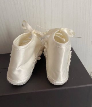 Scarpine battesimo raso pizzo n.19 neonata