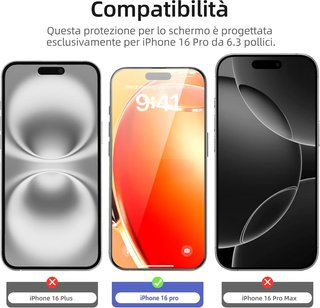 Vetro Custodia per iPhone 17, 17 Pro, 16 NUOVA
