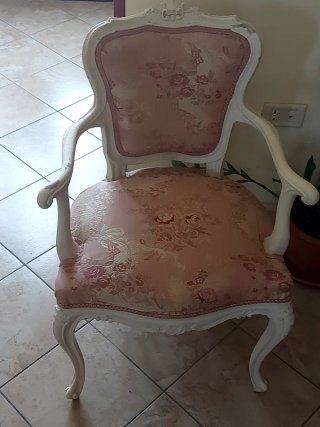 Sedia vintage anni 80 rosa e bianca