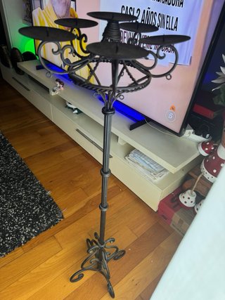 Candelabro de pie forja negro 6 velas